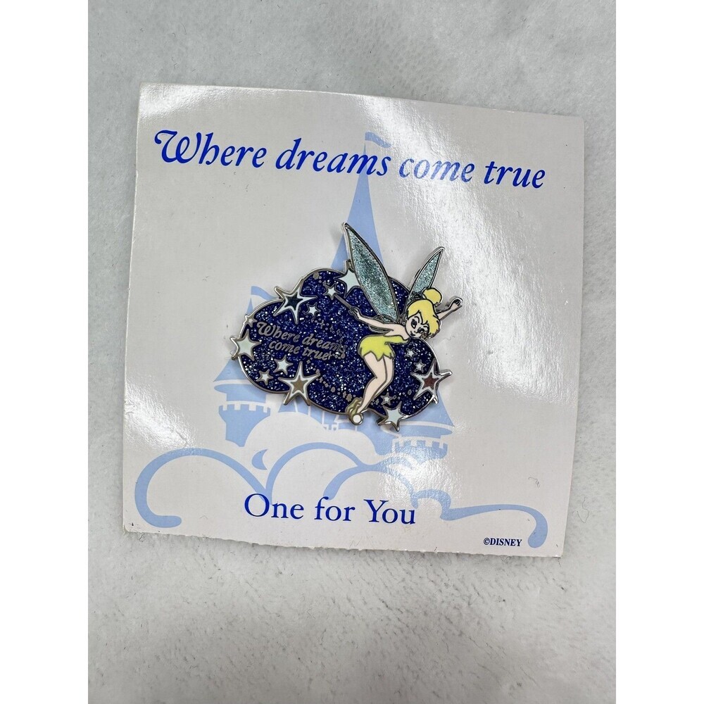 Disney Tinker Bell Where Dreams Come True Blue Glitter Pixie Dust Pin Card